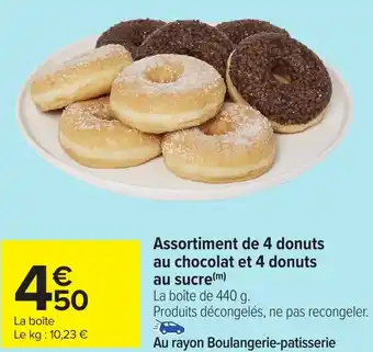 Carrefour Assortiment de 4 donuts au chocolat et 4 donuts au sucre offre