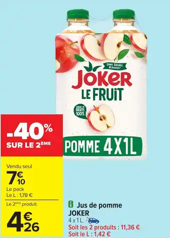 Carrefour Jus de pomme JOKER offre