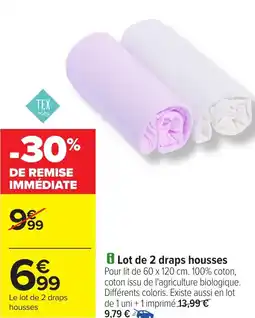 Carrefour Le lot de 2 draps housses offre