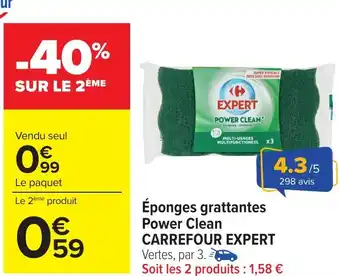 Carrefour Éponges grattantes Power Clean CARREFOUR EXPERT offre