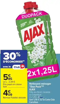 Carrefour Nettoyant ménager Duo Pack AJAX offre