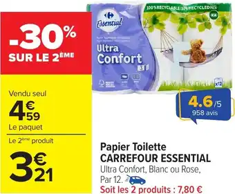 Carrefour Papier Toilette CARREFOUR ESSENTIAL offre