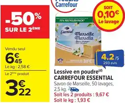 Carrefour Lessive en poudre CARREFOUR ESSENTIAL offre