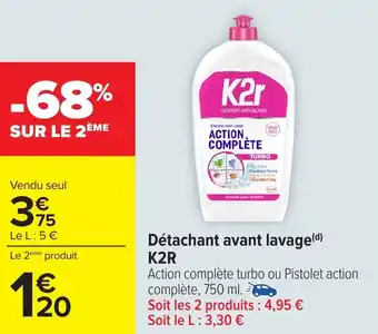 Carrefour Détachant avant lavage K2R offre