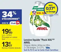 Carrefour Lessive liquide Pack XXL ARIEL offre