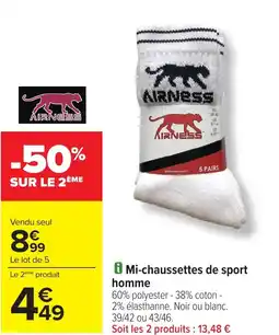 Carrefour Mi-chaussettes de sport homme offre