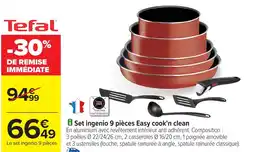 Carrefour Set ingenio 9 pièces Easy cook'n clean Tefal offre