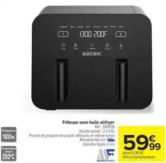 Carrefour Friteuse sans huile airfryer offre