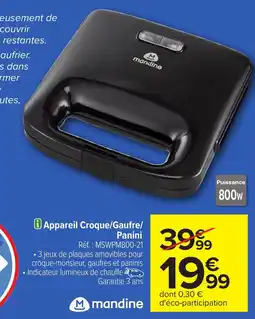 Carrefour Appareil Croque/Gaufre/ Panini offre