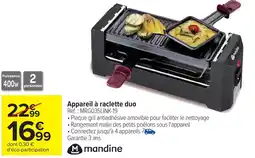 Carrefour Appareil à raclette duo mandine offre