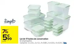 Carrefour Lot de 17 boites de conservation offre