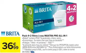 Carrefour Pack 4+2 filtres à eau MAXTRA PRO ALL-IN-1 BRITA offre