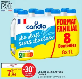 Intermarché Contact Le lait sans lactose candia offre