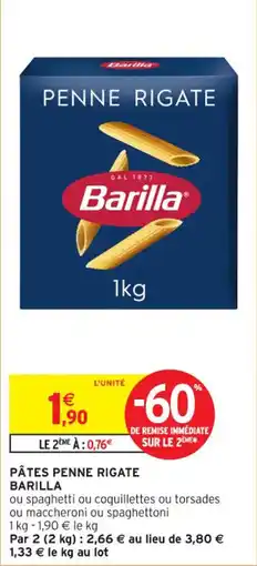 Intermarché Contact Pâtes penne rigate barilla offre