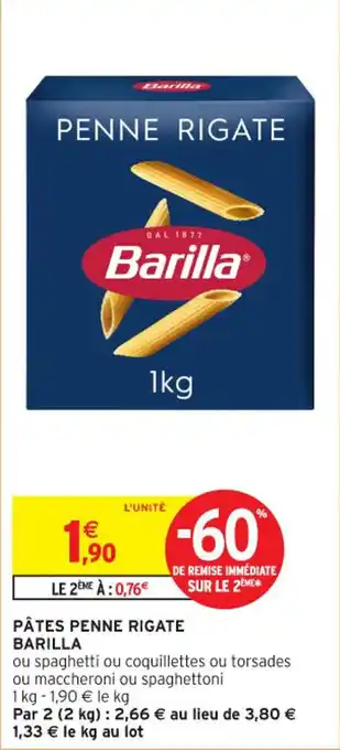 Intermarché Contact Pâtes penne rigate barilla offre