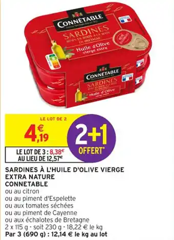 Intermarché Contact Sardines à l'huile d'olive vierge extra nature connetable offre