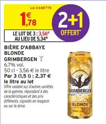 Intermarché Contact Bière d'abbaye blonde grimbergen offre