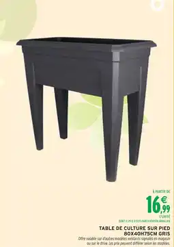 Intermarché Table de culture sur pied 80x40h75cm gris offre