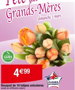 Carrefour Bouquet de 10 tulipes unicolores offre