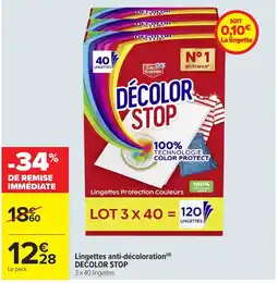 Carrefour DECOLOR STOP Lingettes anti-décoloration offre