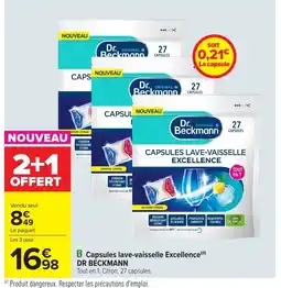 Carrefour DR BECKMANN Capsules lave-vaisselle Excellence offre