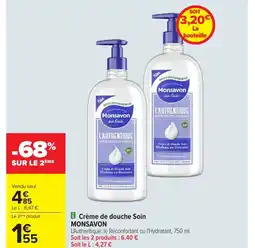 Carrefour MONSAVON Crème de douche Soin offre