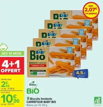 Carrefour CARREFOUR BABY BIO Biscuits fondants offre