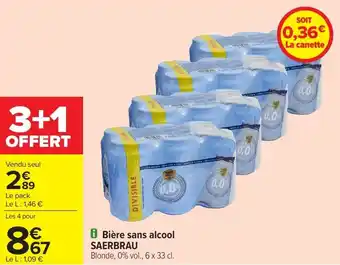 Carrefour SAERBRAU Bière sans alcool offre