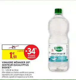 Intermarché Hyper Vinaigre ménager 20° senteur eucalyptus biovie offre