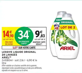 Intermarché Hyper Lessive liquide original 24 lavages ariel offre