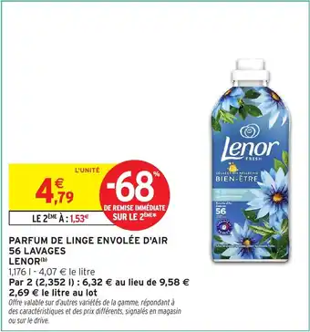 Intermarché Hyper Parfum de linge envolée d'air 56 lavages lenor offre