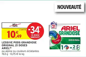 Intermarché Hyper Lessive pods grandiose original 21 doses ariel offre