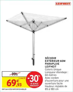 Intermarché Hyper Séchoir extérieur parapluie leifheit offre