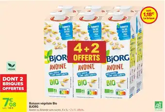 Carrefour BJORG Boisson végétale Bio offre