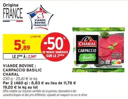 Intermarché Hyper Viande bovine carpaccio basilic charal offre