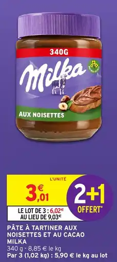 Intermarché Hyper Pâte à tartiner aux noisettes et au cacao milka offre