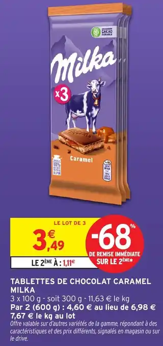 Intermarché Hyper Tablettes de chocolat caramel milka offre