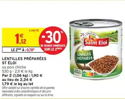 Intermarché Hyper Lentilles préparées st éloi offre