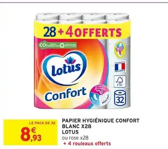 Intermarché Hyper Papier hygiénique confort blanc x28 lotus offre