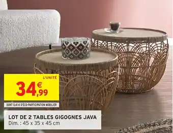 Intermarché Hyper Lot de 2 tables gigognes java offre