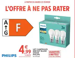 Intermarché Hyper Lot 3 ampoules e27 blanc chaud philips offre