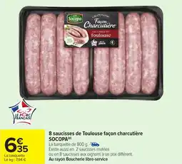 Carrefour 8 saucisses de toulouse facon charcutiere socopa offre