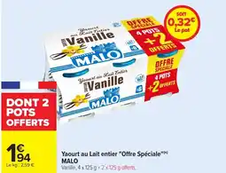 Carrefour Yaourt au lait entier offre speciale malo offre