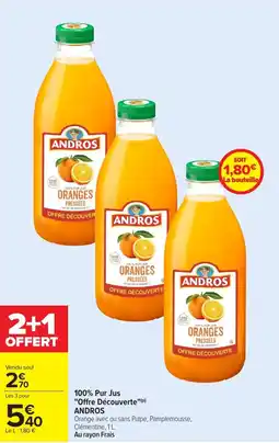 Carrefour 100% pur jus offre decouverte andros offre