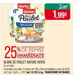 Match HERTA Blanc de poulet nature offre