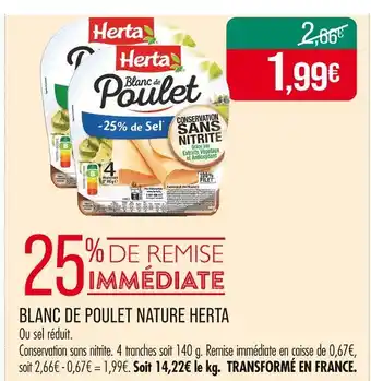 Match HERTA Blanc de poulet nature offre