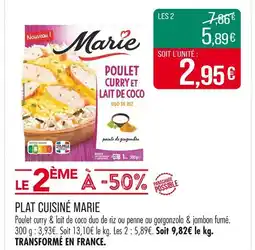 Match Marie Plat cuisiné offre