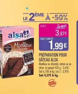 Match alsa Moelleux au Chocolat offre