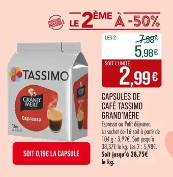 Match Tassimo Capsules de café Grand'Mère offre