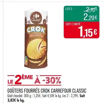 Match Carrefour Classic Goûters fourrés Crok offre